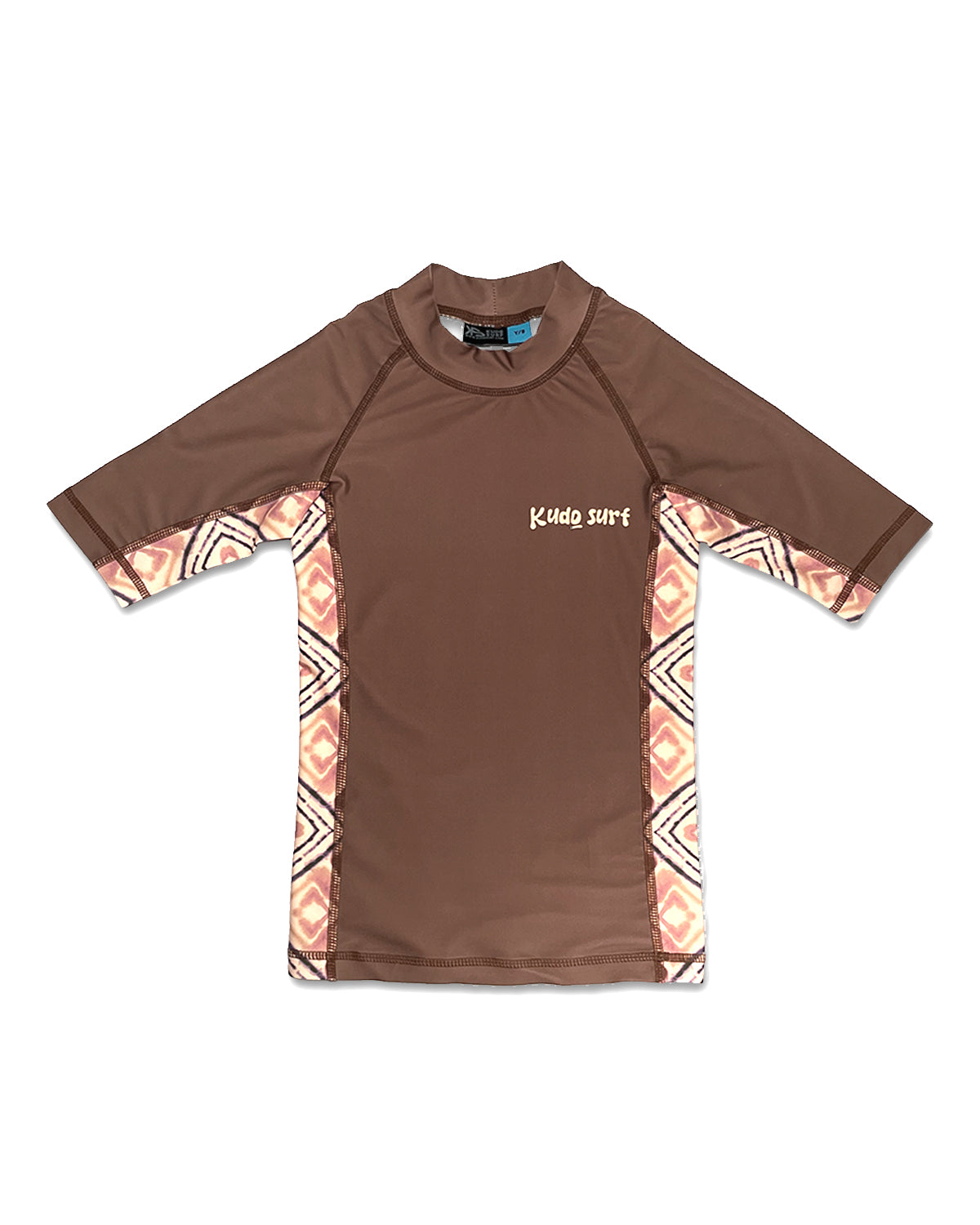 KS Kid's Lil Ripper Shortsleeve Rashie - Tan Brown - Front
