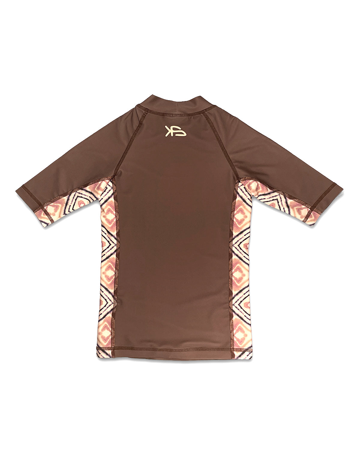 KS Kid's Lil Ripper Shortsleeve Rashie - Tan Brown - Back