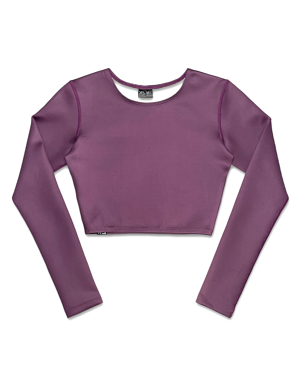 KS Women's Maris Long Sleeve Crop Rash Guard - Plain Plum Purple - Front