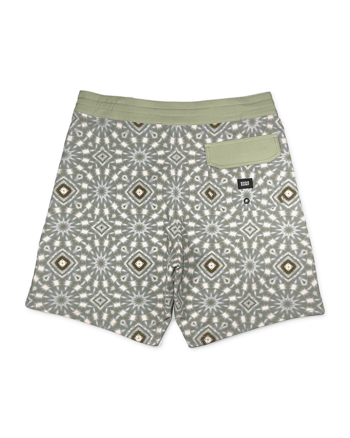 KS Men's Austin Tie Waist Boardshorts - Seaweed Green - Back