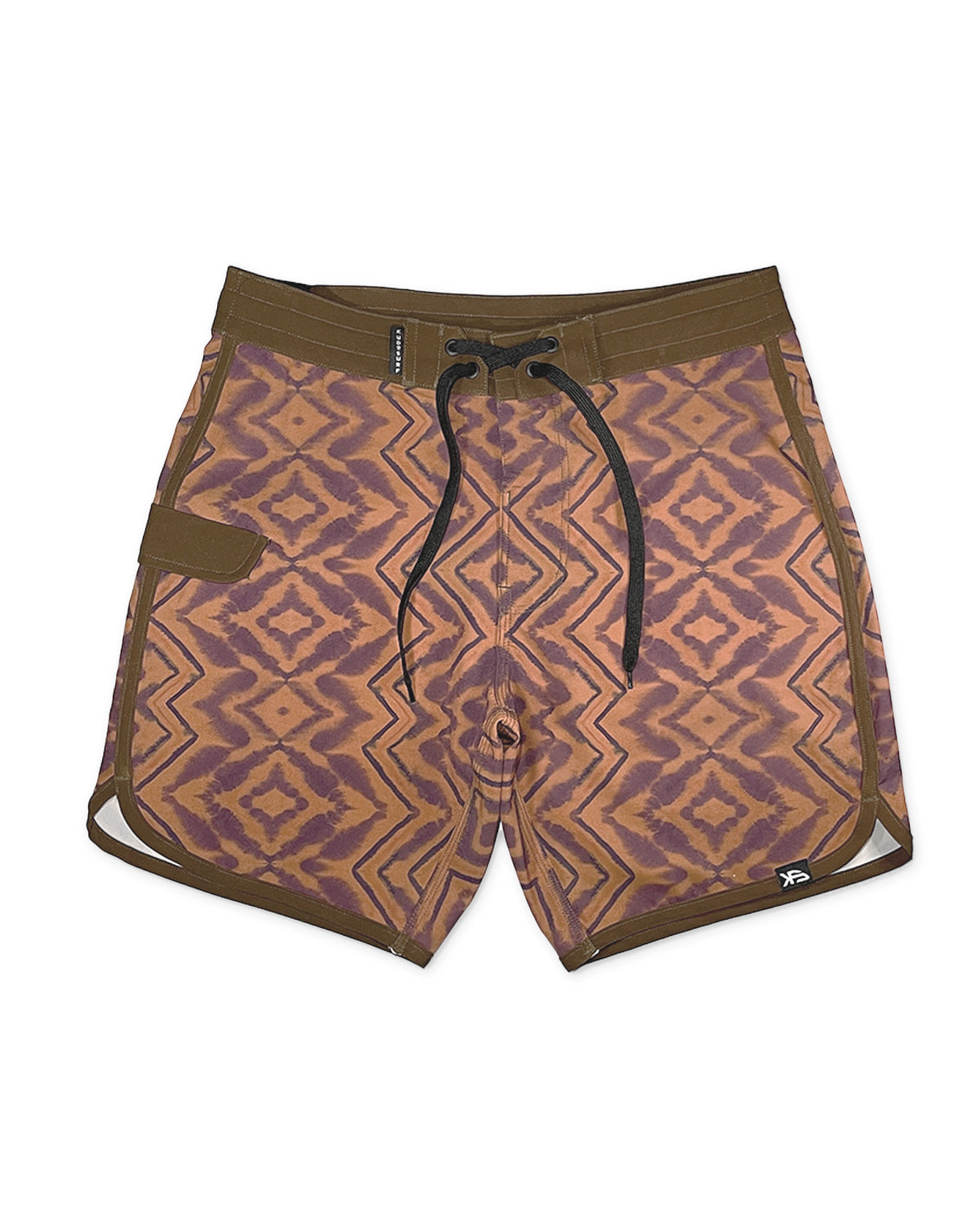 KS Men's Hypno Amber Tie Waist Boardshorts - Brown- Front