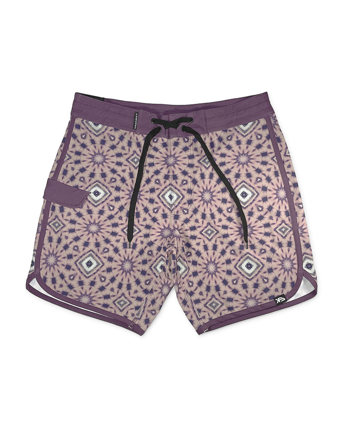 KS Men's Hypno Dusk Tie Waist Boardshorts - Purple - Front