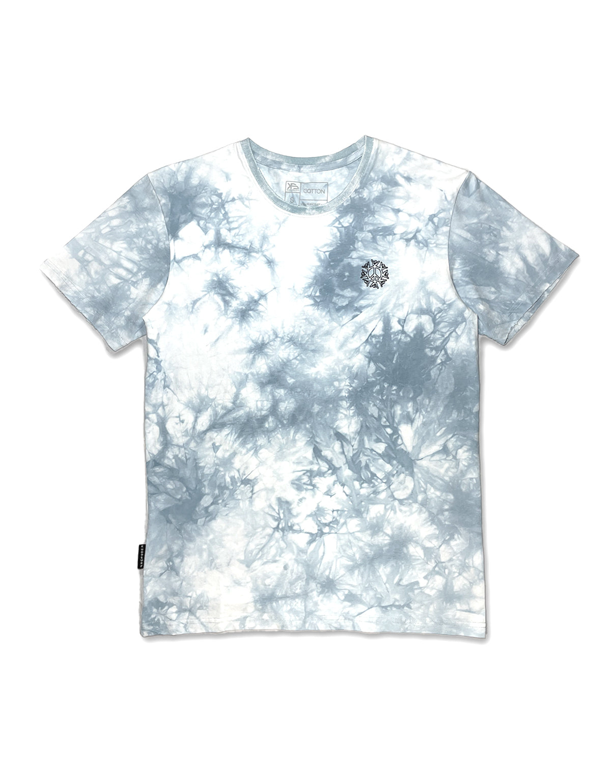 KS Men's Peace Shake Tie Dye Shirt - Light Blue & White - Front