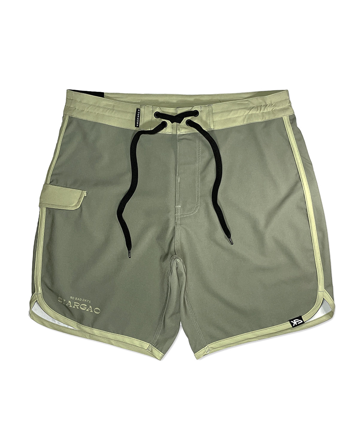 KS Men's No Bad Days Tie Waist Boardshorts - Sage Green - Front