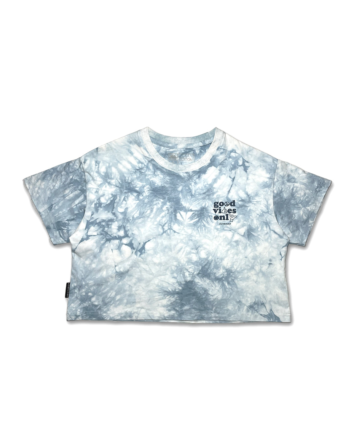 KS Women's Good Vibes Only Tie Dye Shirt - Blue & White - Front