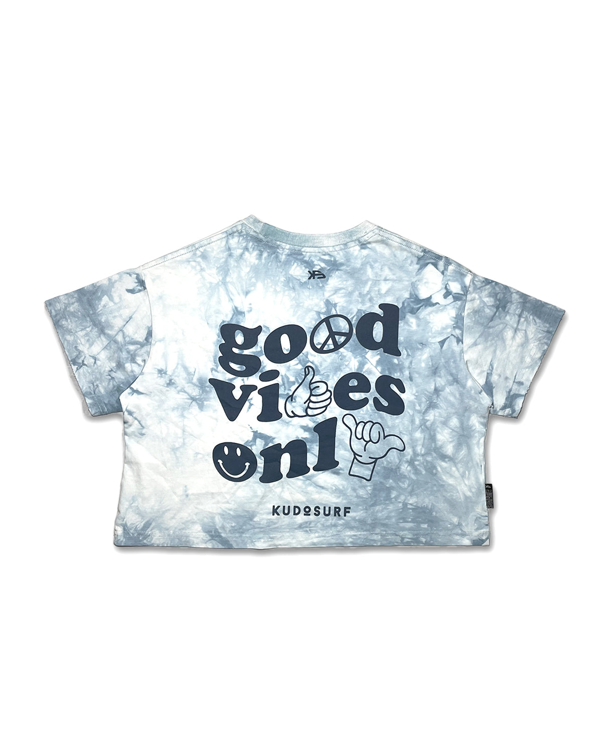 KS Women's Good Vibes Only Tie Dye Shirt - Blue & White - Back