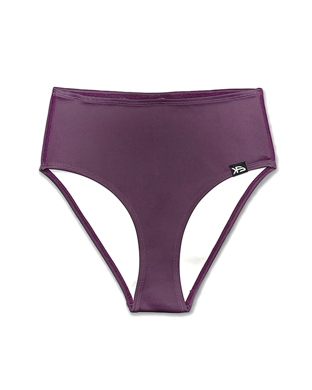 KS Women's Kailani High-Waist Bikini Bottom- Plain Plum Purple - Front