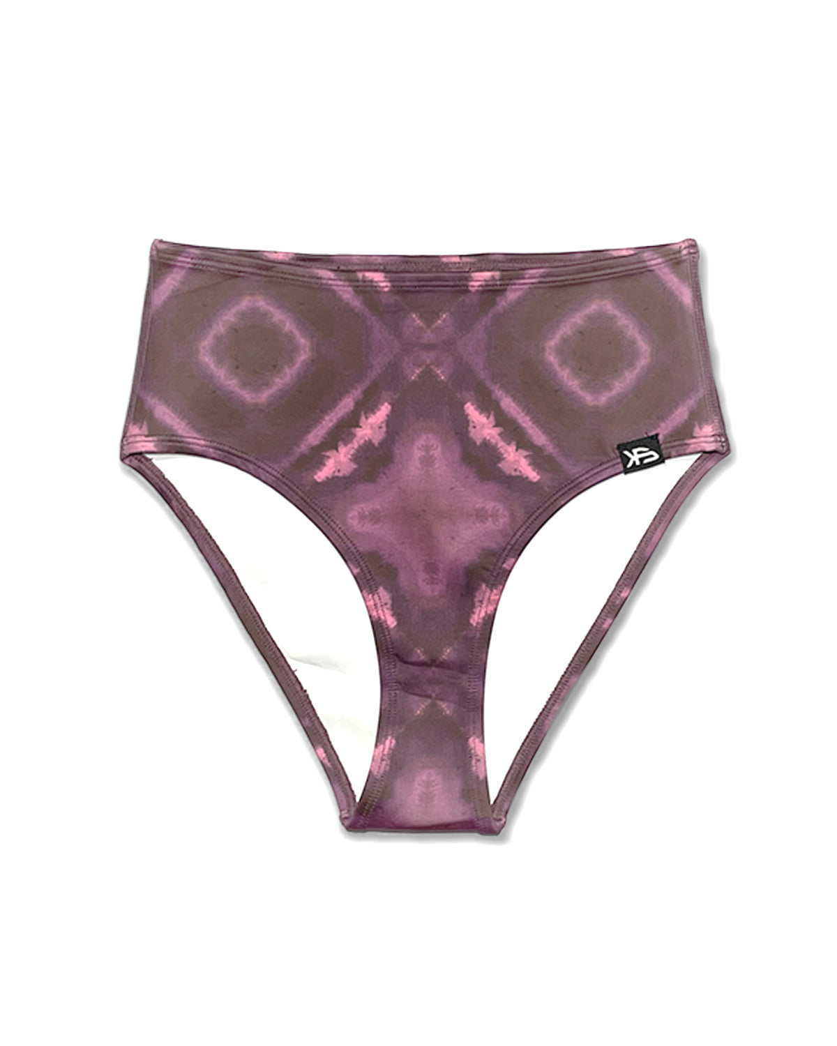 KS Women's Kailani Printed High-Waist Bikini Bottom - Plum Purple- Front