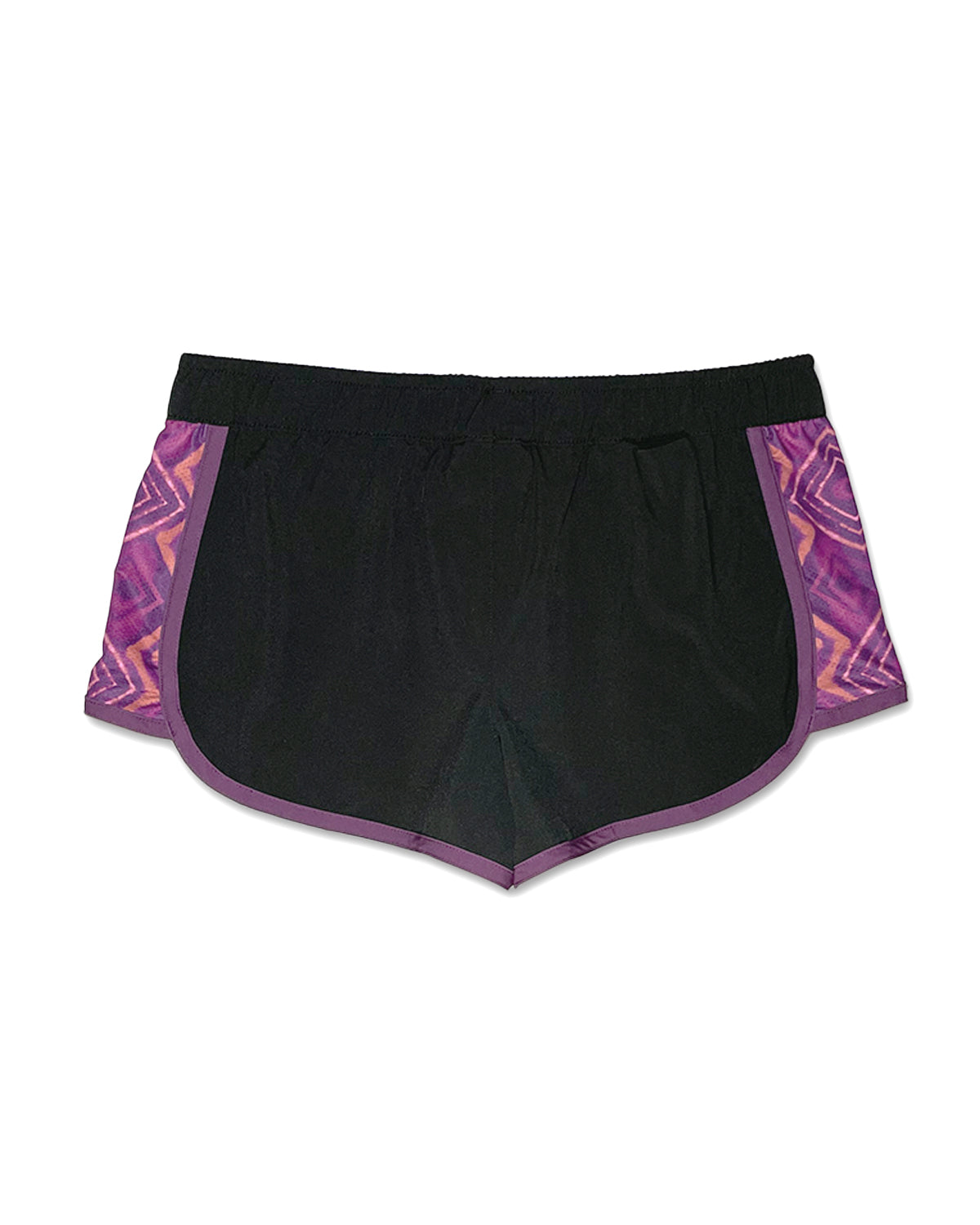 KS Women's Mirage Elastic Waist Swim Shorts - Noir Black & Purple - Back