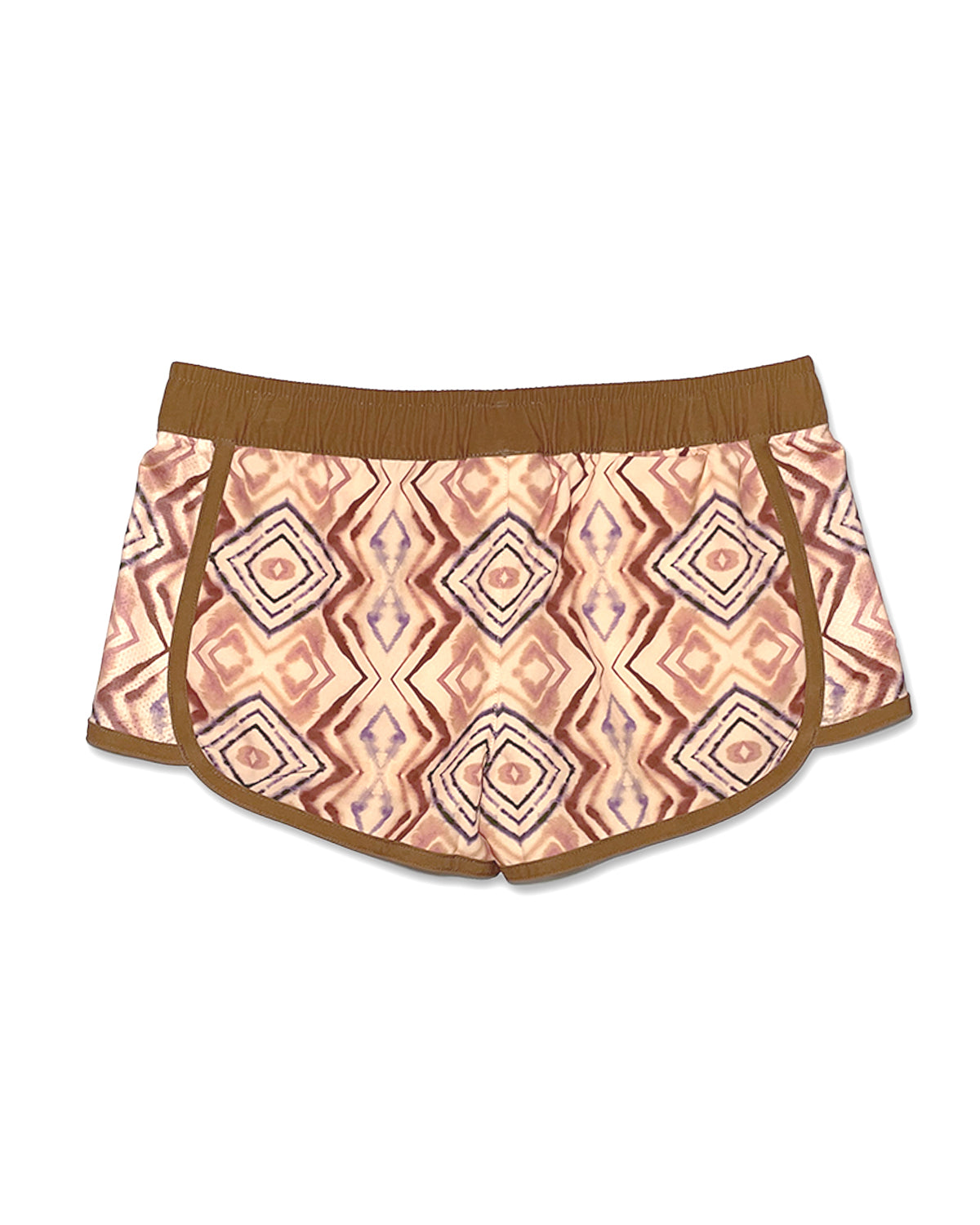 KS Women's Mirage Elastic Waist Swim Shorts - Sand White & Brown - Back