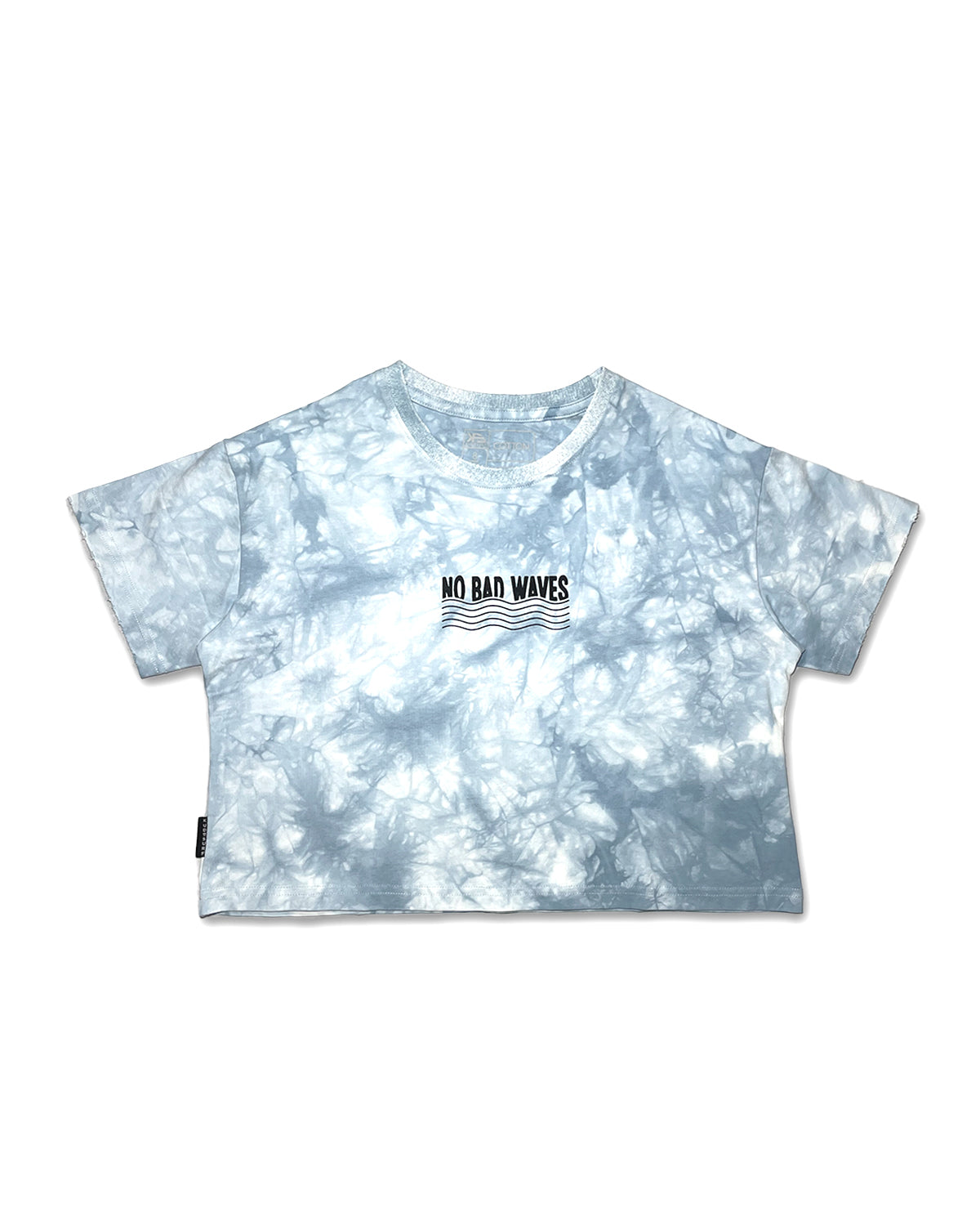 KS Women's No Bad Waves Tie Dye Shirt - Blue & White - Front