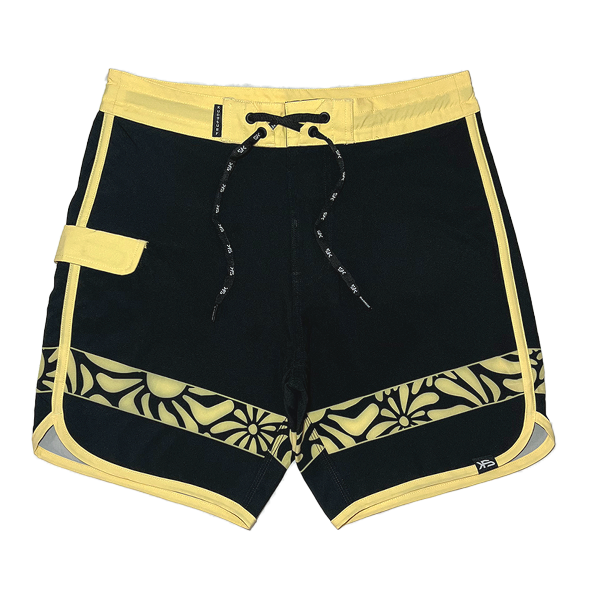 Kudo Surf Men's Nomad Sunny Side Black Tie Waist Boardshorts
