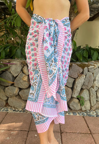 Coral Sunset Sarongs (Dotted Pink Flower) - KS Boardriders Surf Shop