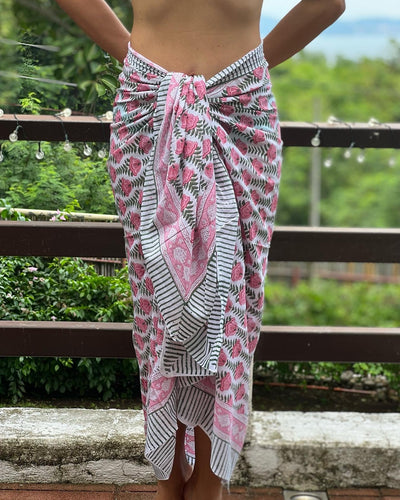 Coral Sunset Sarongs (Pink Buds) - KS Boardriders Surf Shop