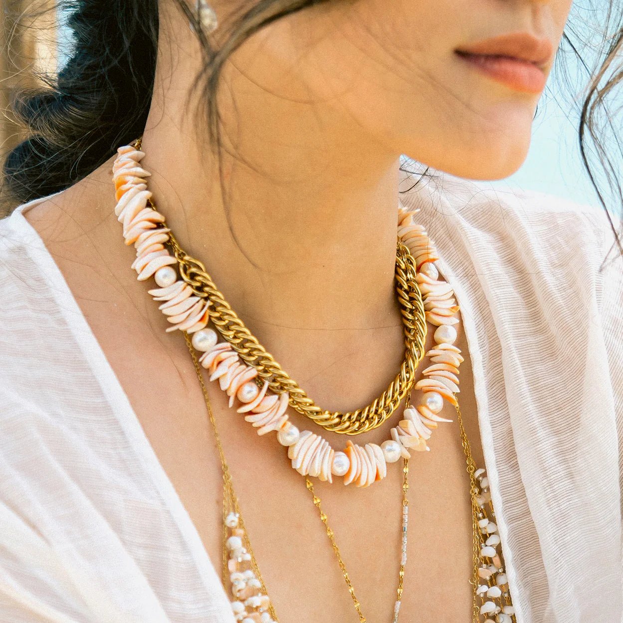 Isla PH Nu Sunset Shell & Pearl Necklace - KS Boardriders Surf Shop