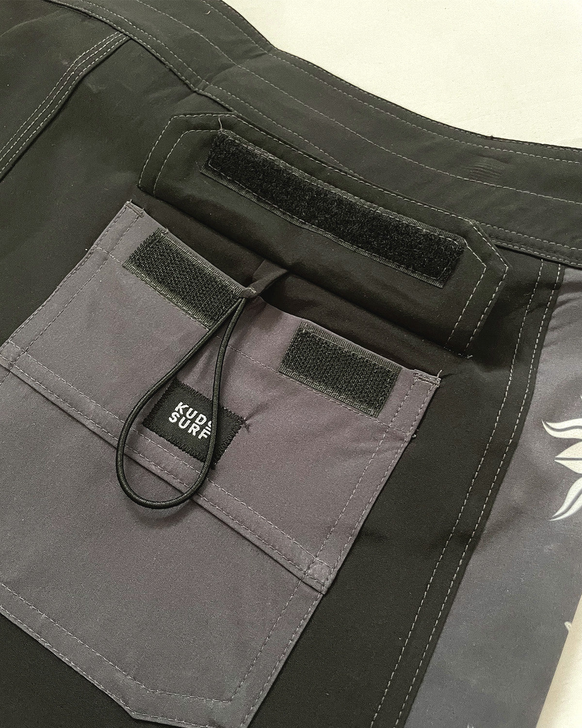Piso X KS Men's Tribe Aurora Tie Waist Boardshorts - Black - Closeup View