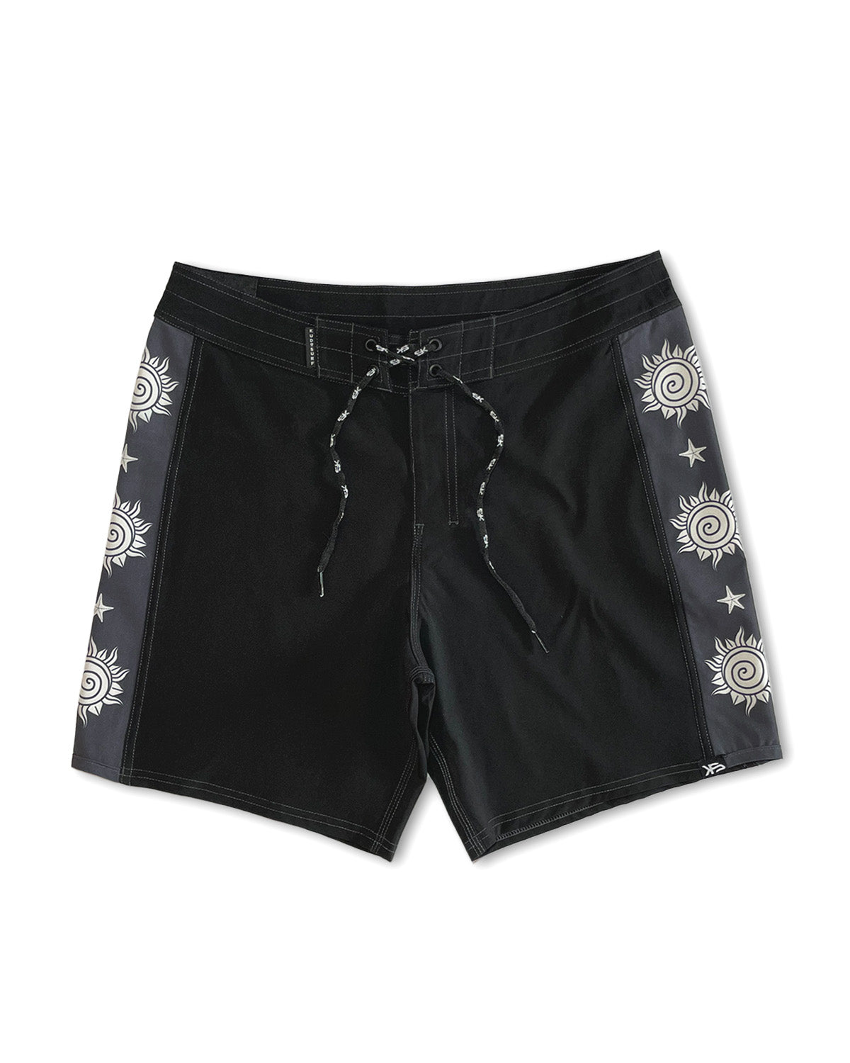 Piso X KS Men's Tribe Aurora Tie Waist Boardshorts - Black - Front View