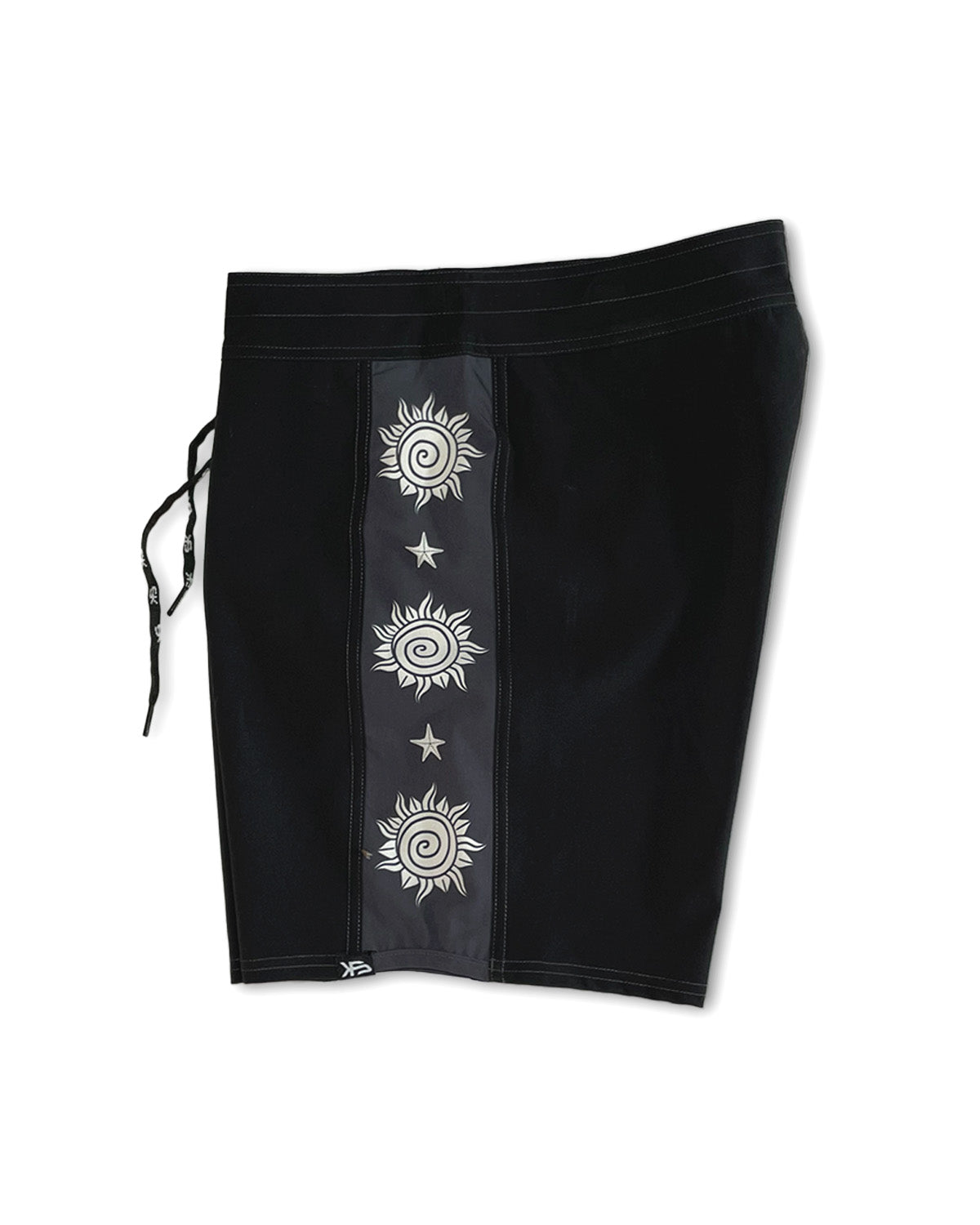 Piso X KS Men's Tribe Aurora Tie Waist Boardshorts - Black - Side View