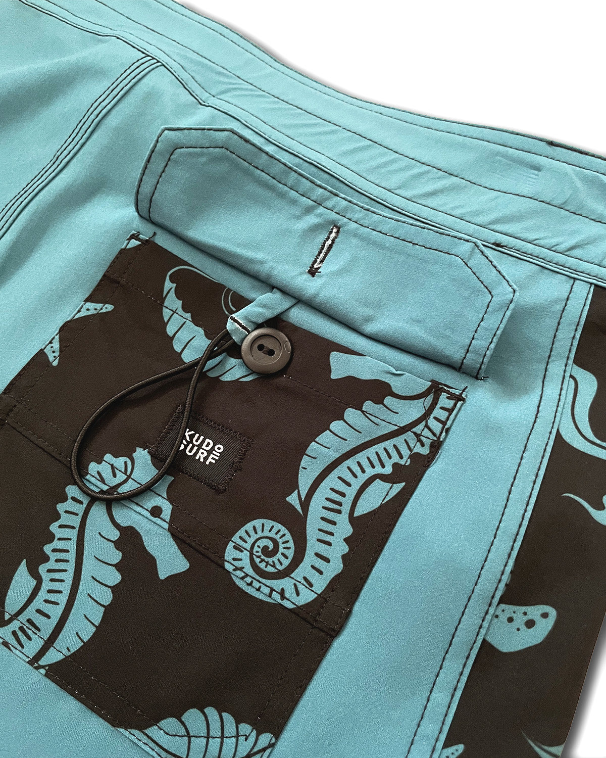 Piso X KS Men's Tribe Marino Tie Waist Boardshorts - Blue - Closeup View