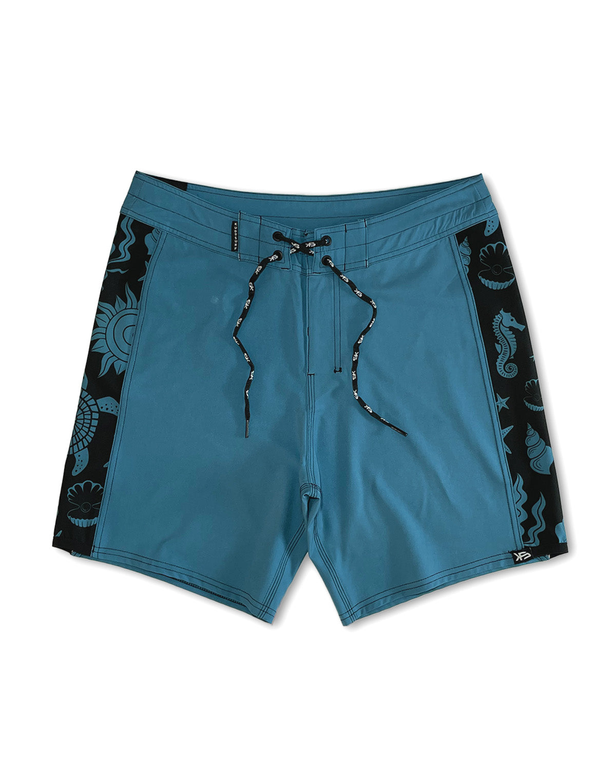 Piso X KS Men's Tribe Marino Tie Waist Boardshorts - Blue - Front View