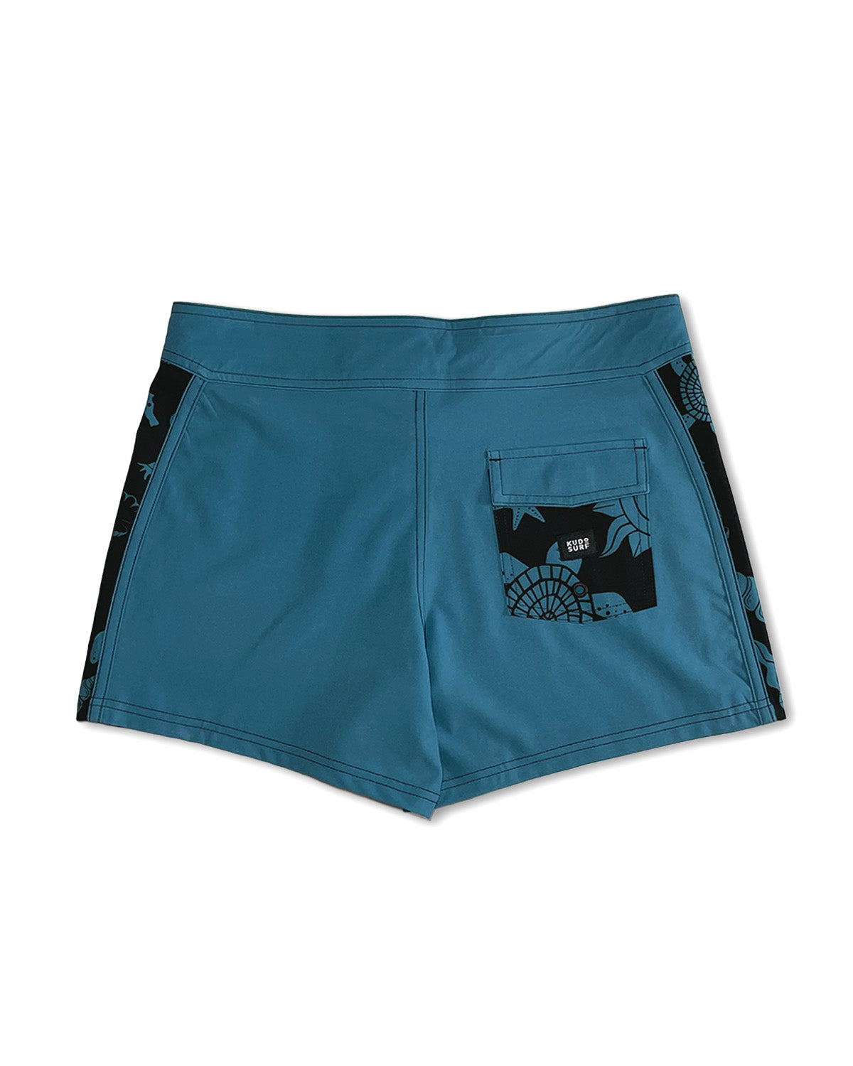 Piso X KS Women's Marino Fixed Waist Boardshorts - Blue - Back View