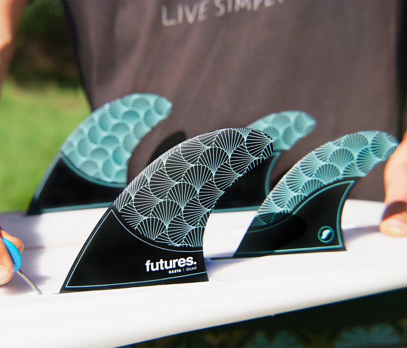 Futures Rasta HC Quad Fin (Black/Teal) - KS Boardriders Surf Shop