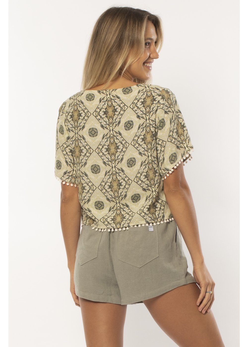 Sisstr Keaka Shortsleeve Woven Top (Light Agave) - KS Boardriders Surf Shop