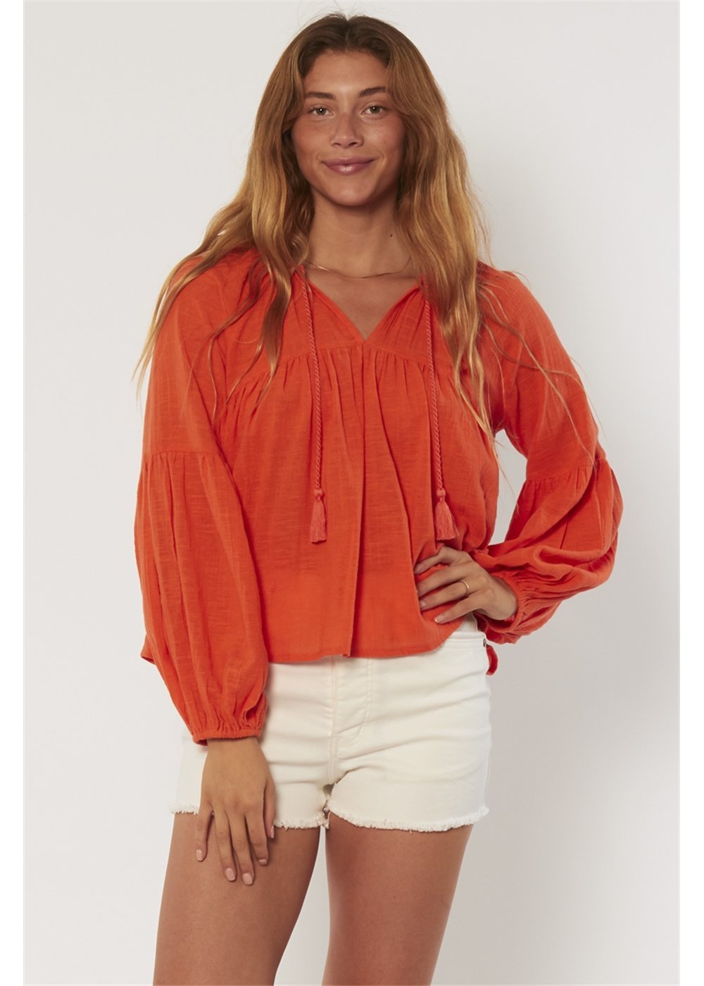 Sisstr Sandy Longsleeve Woven Top (Sunburn) - KS Boardriders Surf Shop