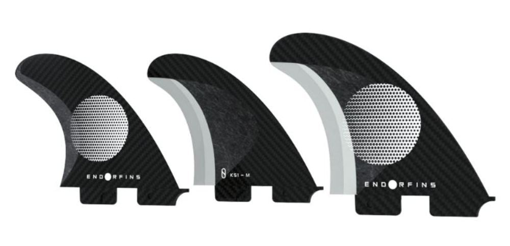 Slater Designs Endorfin FCS 2 Base KS1 3 Fin Set (Black/White) - KS Boardriders Surf Shop