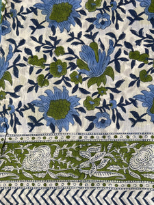 Coral Sunset Sarongs Full Flower - Blue Green