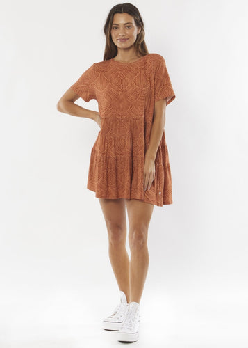 Don?T Speak Knit Ss Dress (Rust)