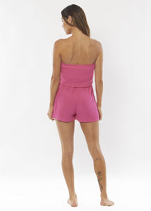 Show Gratitude Woven Romper (Fuchsia)