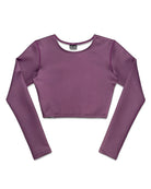 KS Women's Maris Long Sleeve Crop Rash Guard - Plain Plum Purple - Front