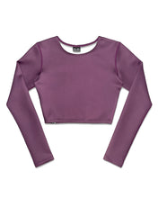 Load image into Gallery viewer, KS Women&#39;s Maris Long Sleeve Crop Rash Guard - Plain Plum Purple - Front