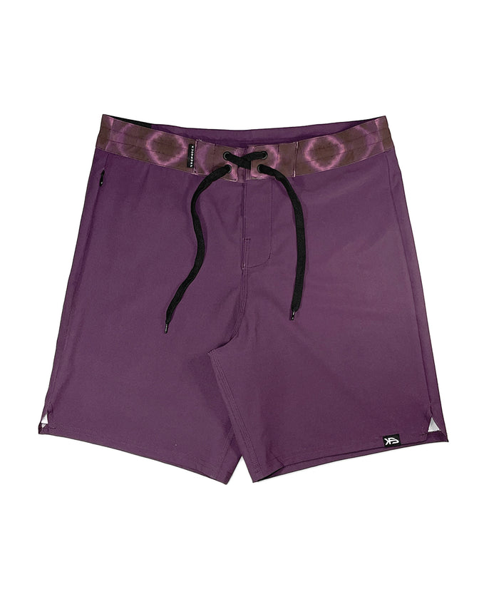 KS  Men's Austin Tie Waist Boardshorts - Plum Purple - Front