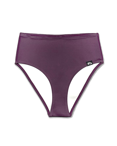 KS Women's Kailani High-Waist Bikini  Bottom- Plain Plum Purple - Front