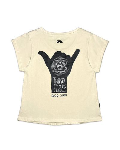 KS Women's Third Eye Shaka Graphic Tee - Cream - Back