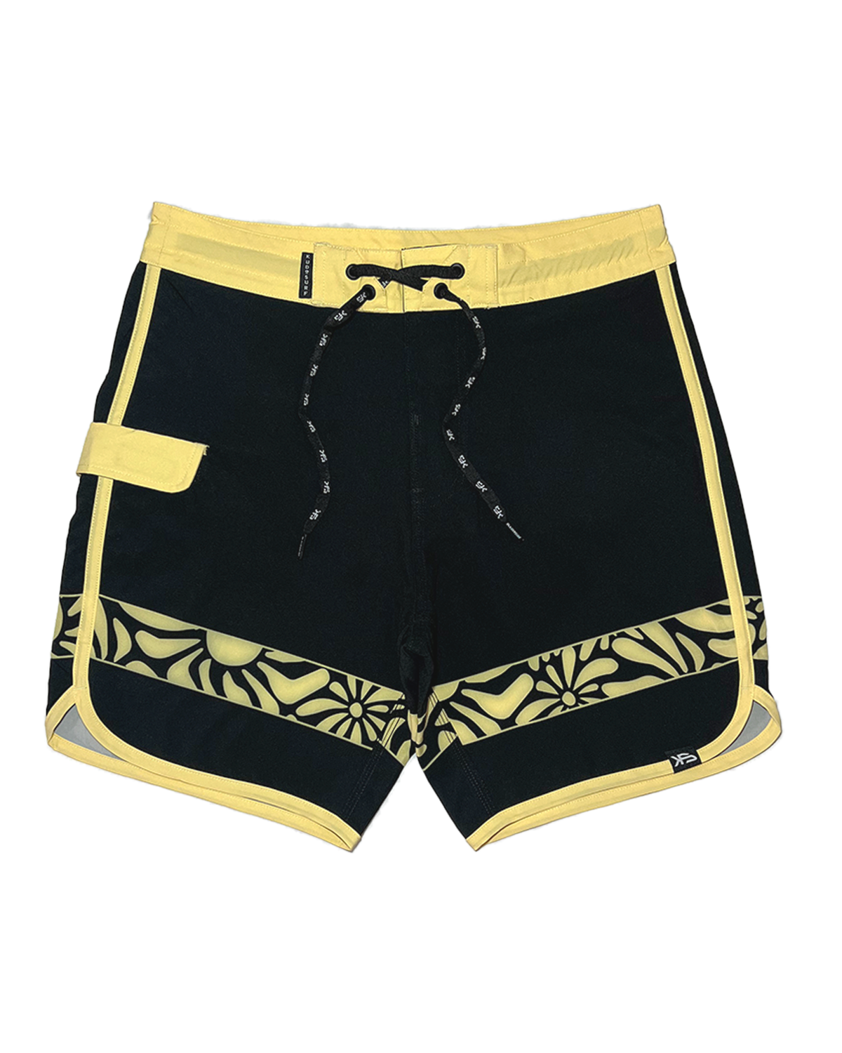 Kudo Surf Men's Nomad Sunny Side Black Tie Waist Boardshorts