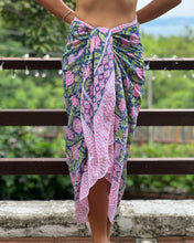 Load image into Gallery viewer, Coral Sunset Sarongs (Blue Pink Daisy) - KS Boardriders Surf Shop