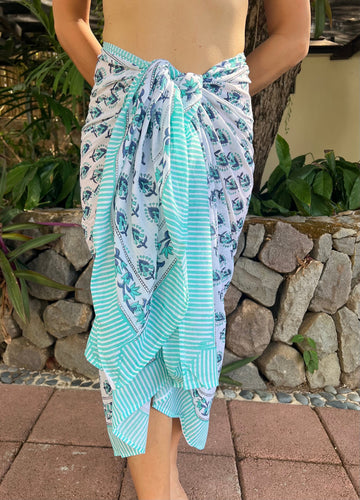 Coral Sunset Sarongs (Blue Spade) - KS Boardriders Surf Shop