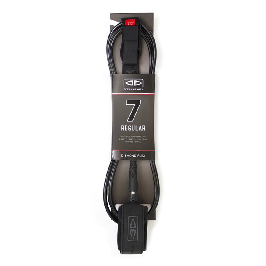 Ocean & Earth 7ft Regular Moulded Leash (Black) - KS Boardriders Surf Shop