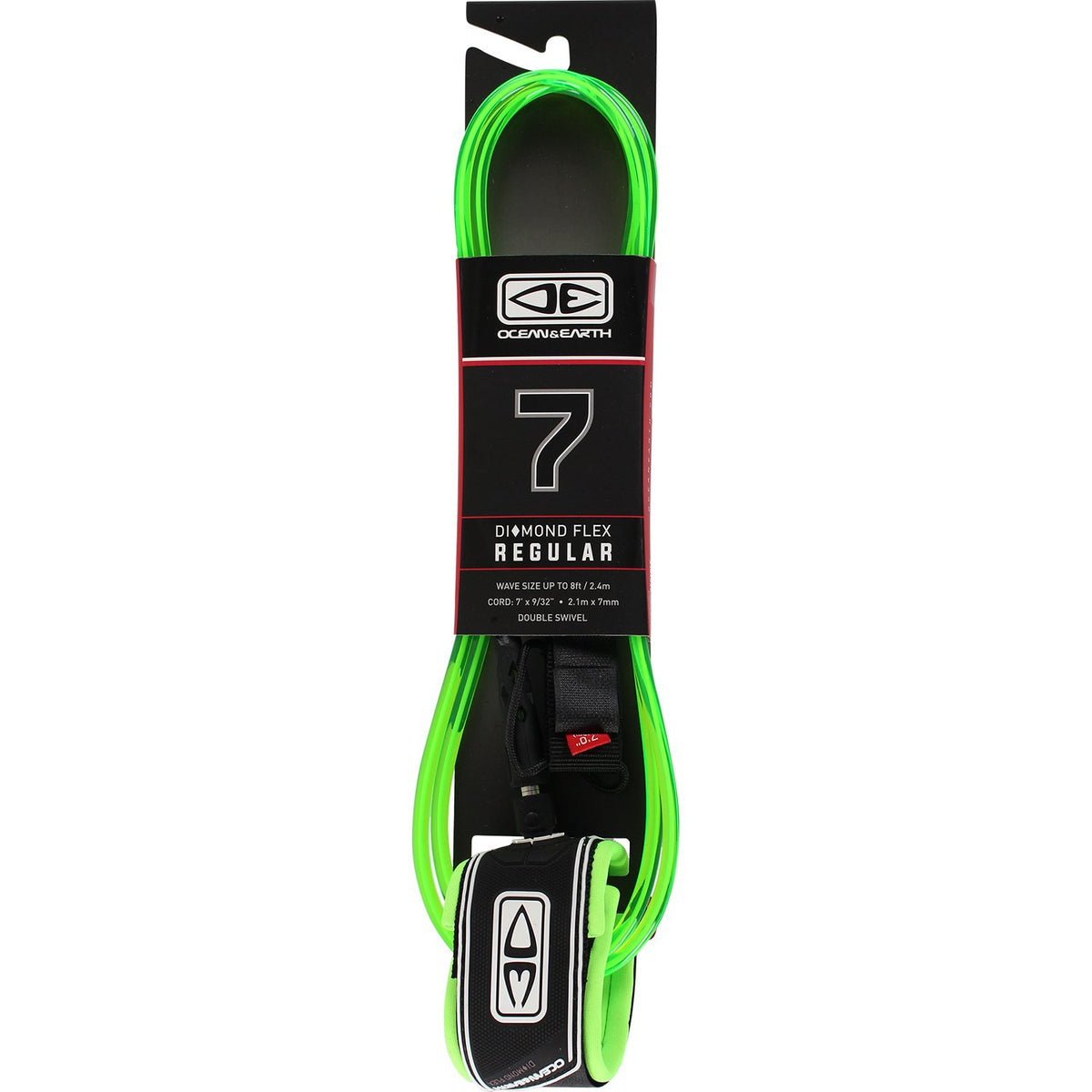 Ocean & Earth 7ft Regular Moulded Leash (Lime) - KS Boardriders Surf Shop