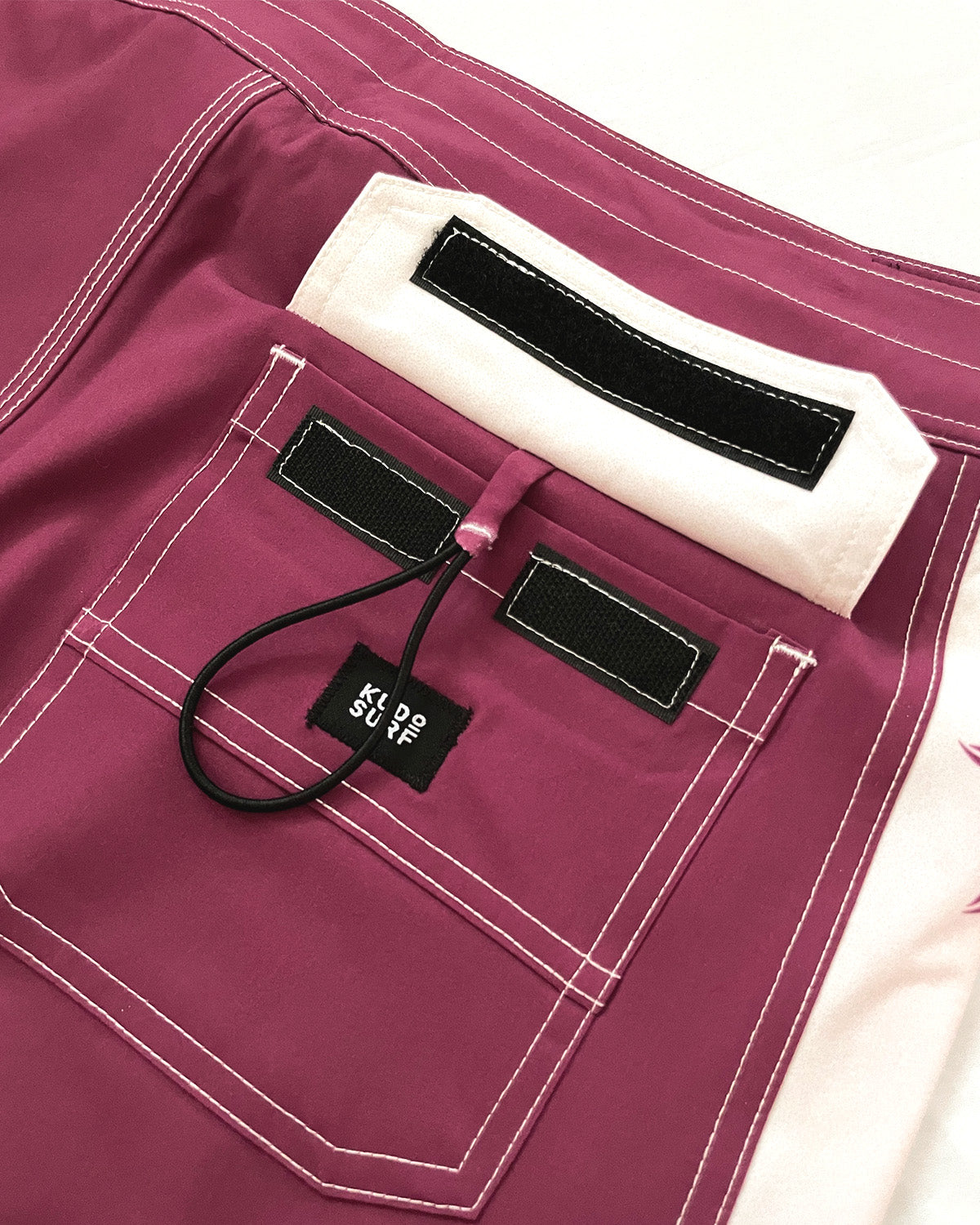 Piso X KS Men's Tribe Aurora Tie Waist Boardshorts - Burgundy Red - Closeup View