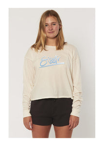 Sisstr Rough Logo Organic Longsleeve Knit Tee (Vintage White) - KS Boardriders Surf Shop