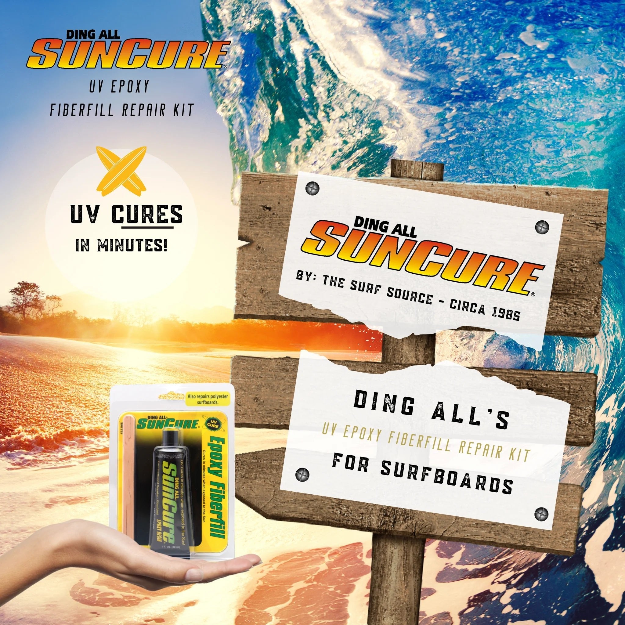Ding All SunCure Epoxy Fiberfill (1oz) - KS Boardriders Surf Shop