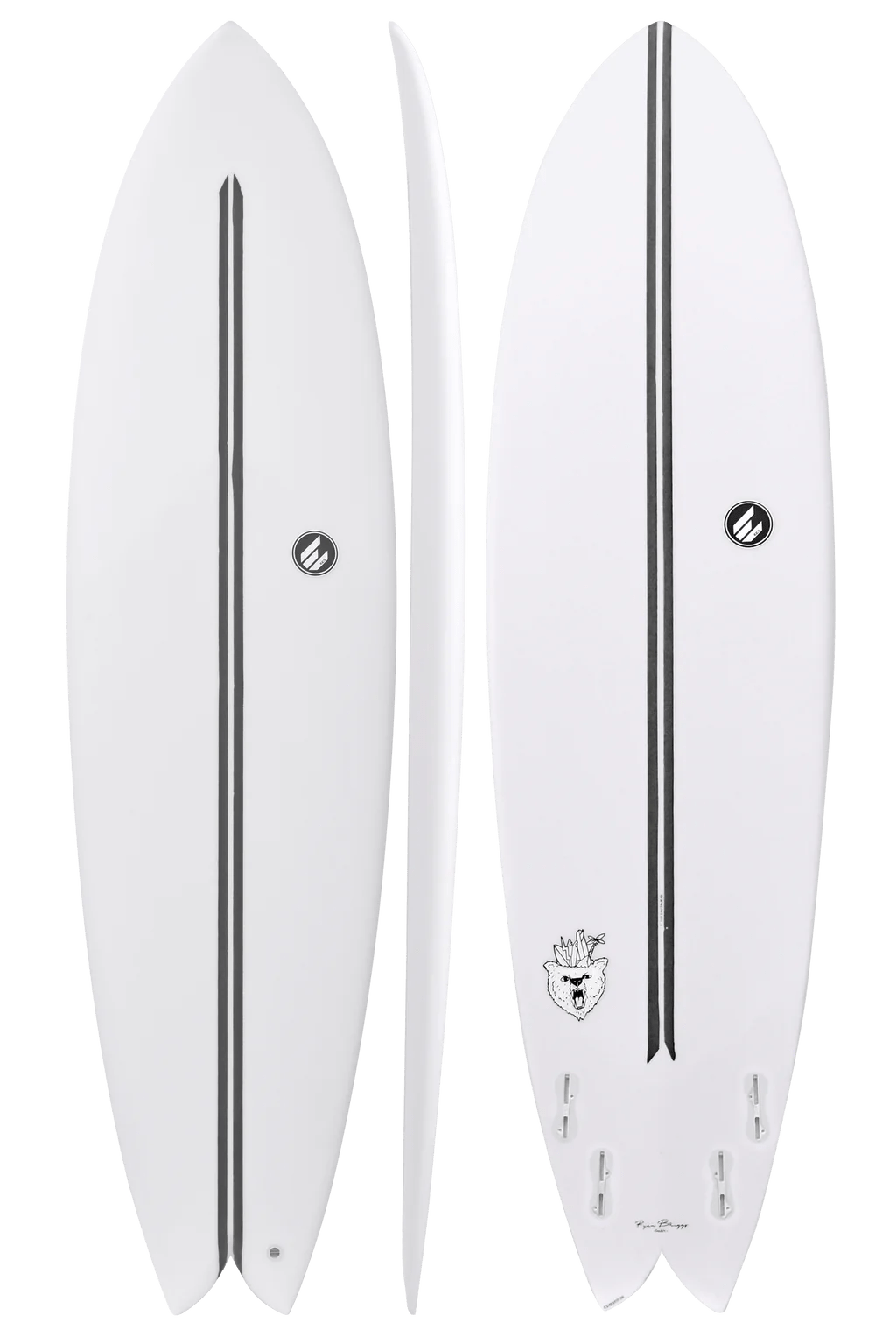ECS 7'6 Bears Surfboard (White) - KS Boardriders Surf Shop