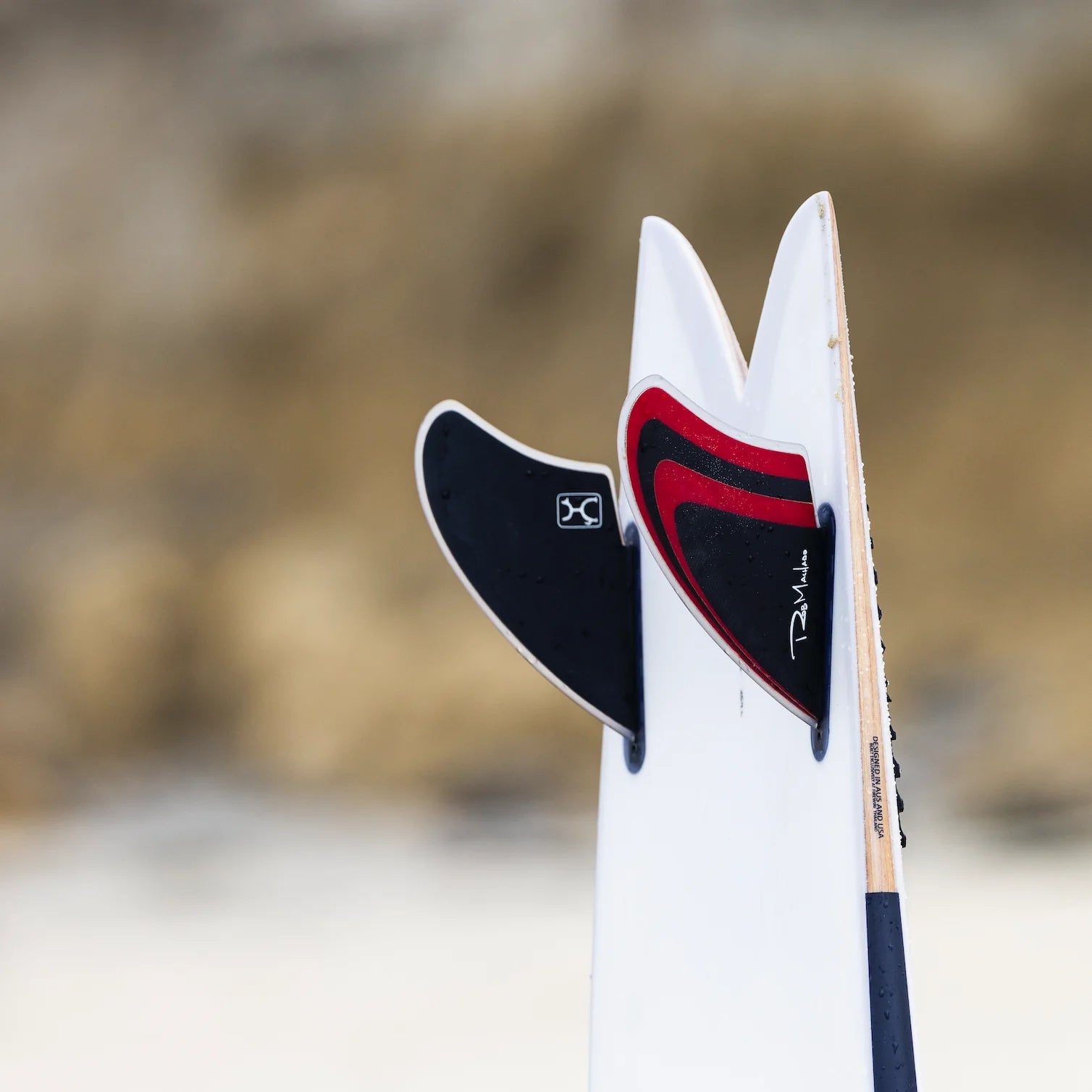 Firewire Machado Twin Keel Fin Single Tab (Red/Black) - KS Boardriders Surf Shop