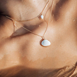Isla PH Isla Mini White Cascara With Gold Strip Necklace - KS Boardriders Surf Shop