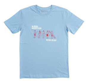 KS Board Meeting Mens Tee (Print on Front Wash Sky Blue) - KS Boardriders Surf Shop