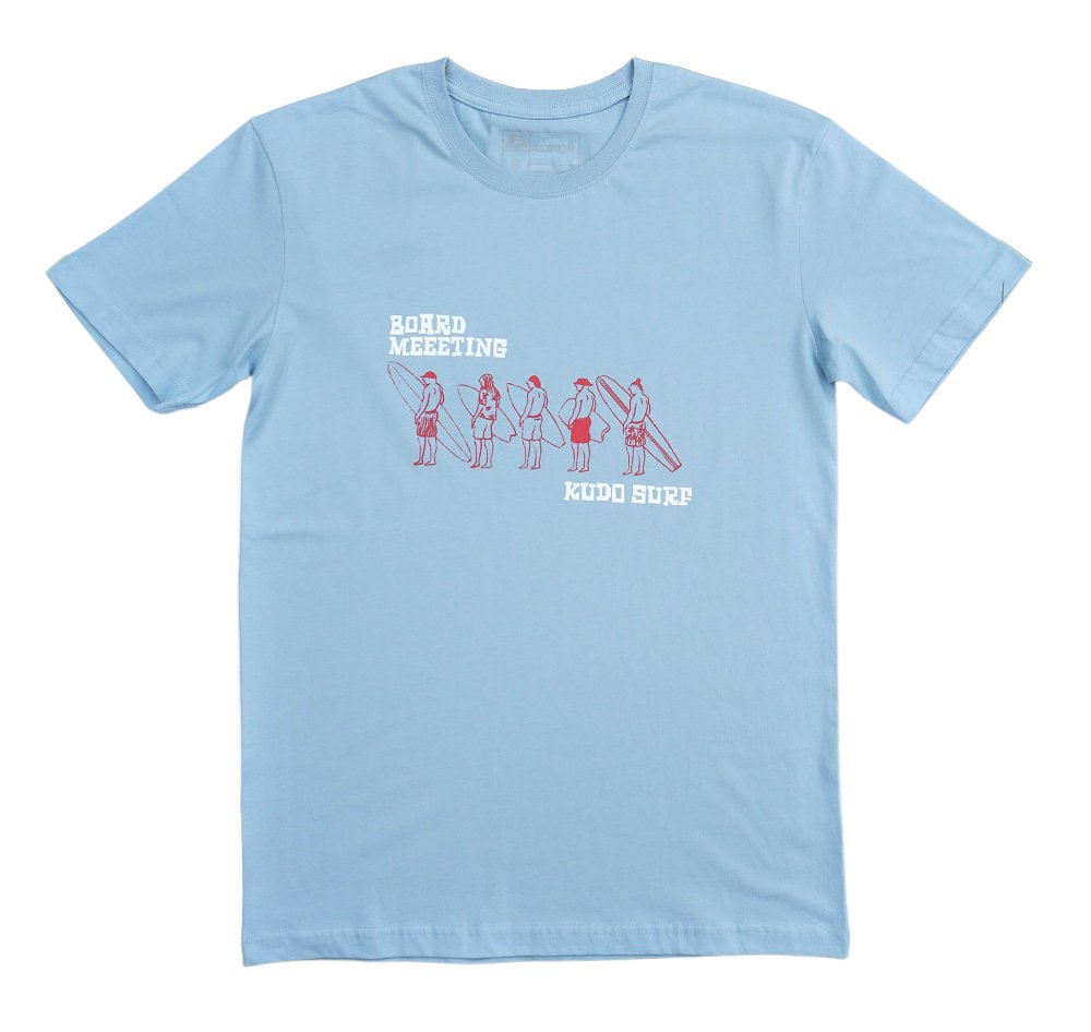 KS Board Meeting Mens Tee (Print on Front Wash Sky Blue) - KS Boardriders Surf Shop